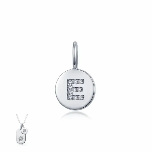 Lafonn Silver Letter E Charm, 0.10Cttw SVS Fine Jewelry Oceanside, NY