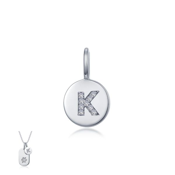 Lafonn Silver Letter K Charm, 0.09Cttw SVS Fine Jewelry Oceanside, NY