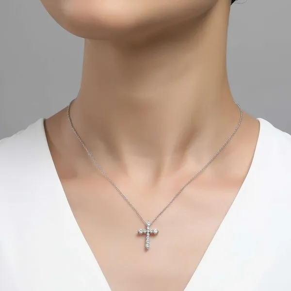Lafonn Simulated Diamond Cross Necklace, .67ctw Image 2 SVS Fine Jewelry Oceanside, NY