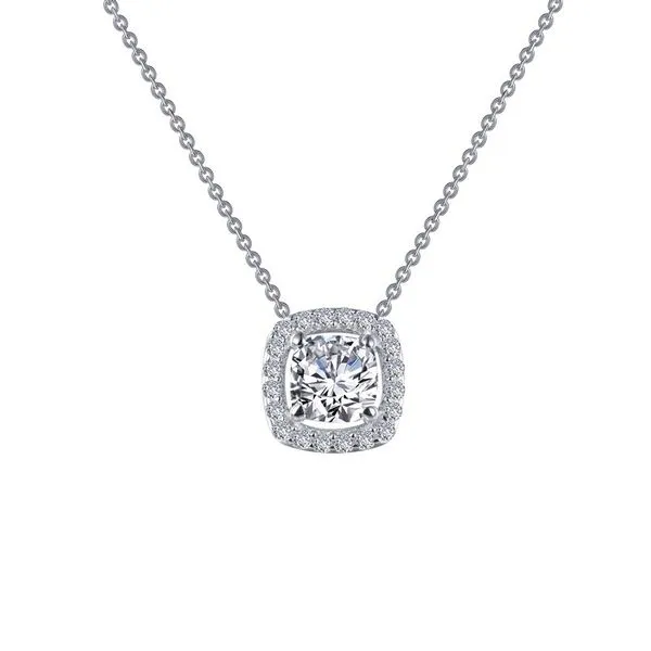 Lafonn Silver Cushion Halo Necklace, 18