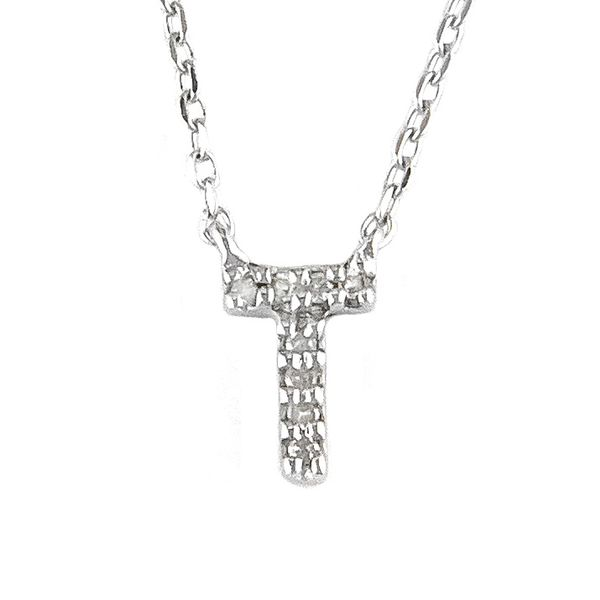Sterling Silver and Diamond Initial 'T' Necklace SVS Fine Jewelry Oceanside, NY