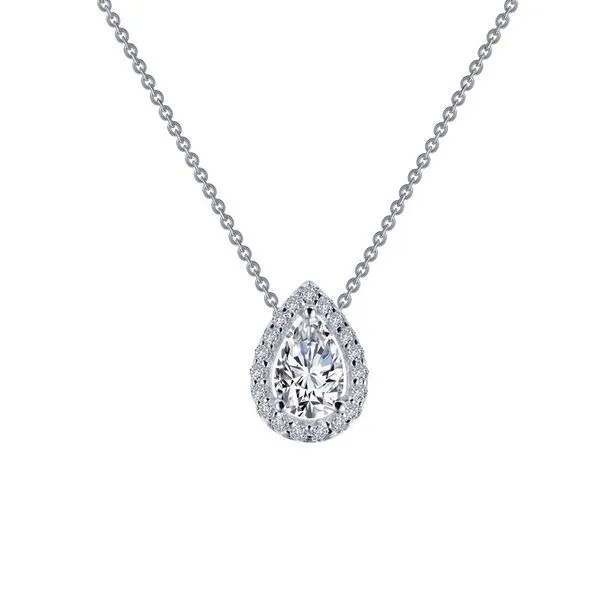 Lafonn Silver Pear Halo Necklace, 18