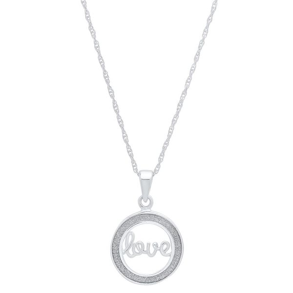Sterling Silver Sandblast Circle Love Necklace, 18" length SVS Fine Jewelry Oceanside, NY