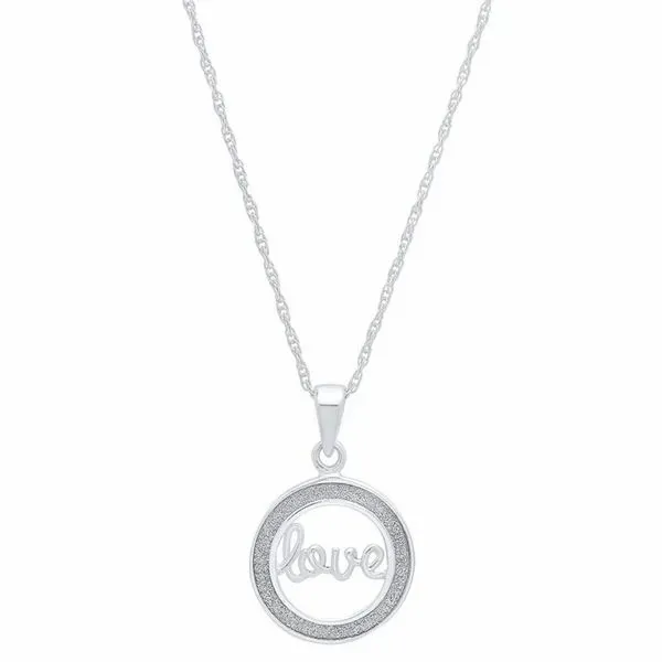 Sterling Silver Sandblast Circle Love Necklace SVS Fine Jewelry Oceanside, NY