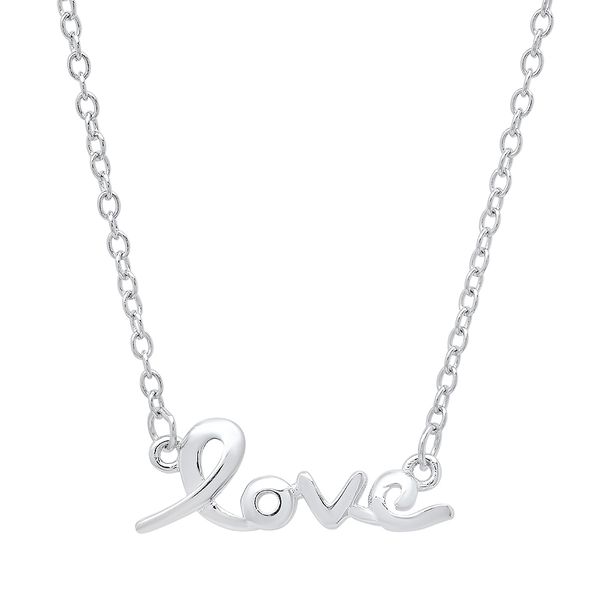 Sterling Silver Love Necklace, 18