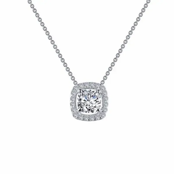 Lafonn Silver Cushion Halo Necklace, 18