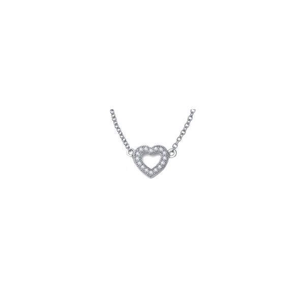 Lafonn Silver Petite Heart Necklace, Length 18
