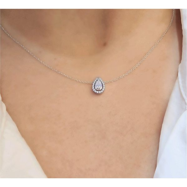 Lafonn Pear Shape Halo Necklace, .58ctw Image 2 SVS Fine Jewelry Oceanside, NY