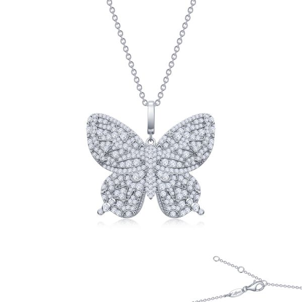 Lafonn Silver Butterfly Pendant Necklace, 2.89Cttw, 20