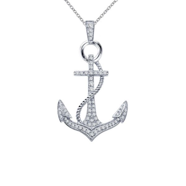 Lafonn Silver Anchor Necklace, 0.50Cttw, 18