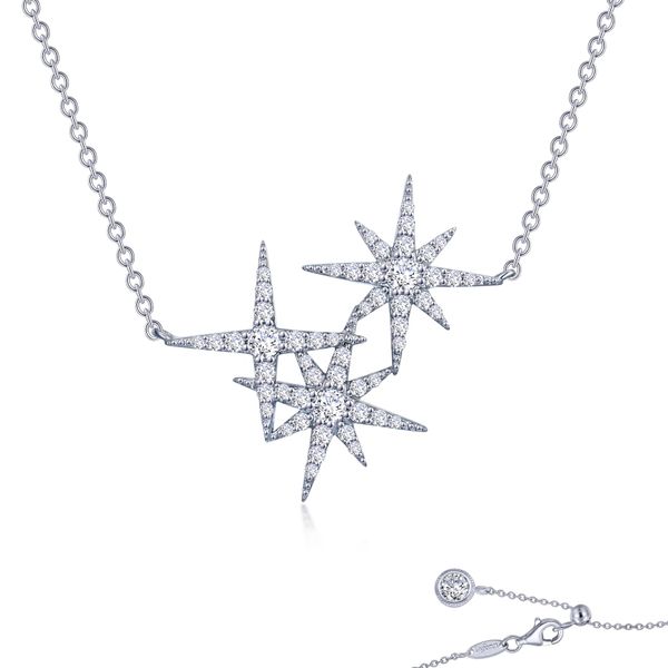 Lafonn Silver Star Cluster Necklace, 0.87Cttw, 20