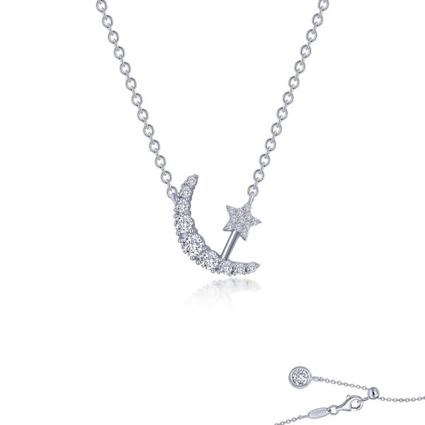 Lafonn Silver Moon and Star Necklace, 0.66Cttw, 20