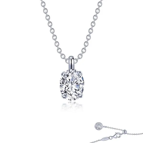 Lafonn Silver Oval Solitaire Necklace, 2.00Cttw, 20