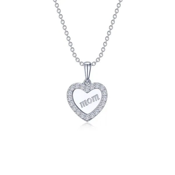 Lafonn Silver Mom Heart Necklace, 0.40Cttw, 20