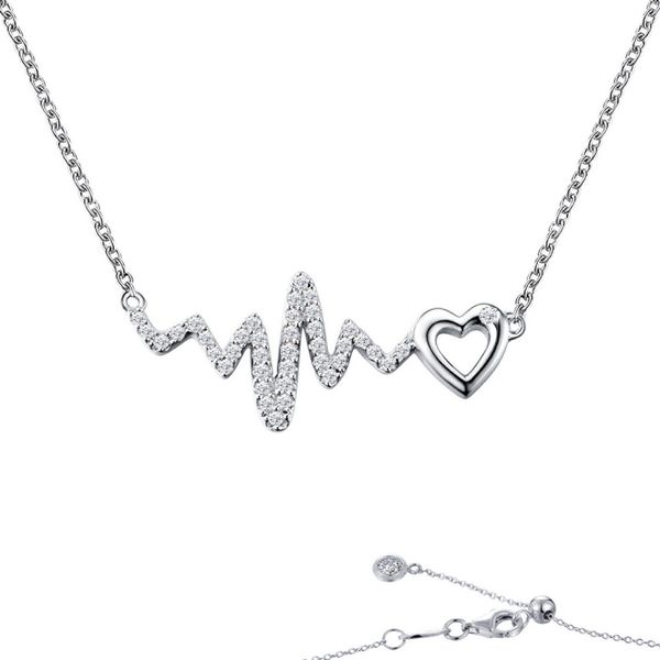 Lafonn Silver Heartbeat Necklace, 0.64Cttw, 20