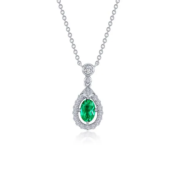 Lafonn Sterling Silver Oval Halo Necklace, 20