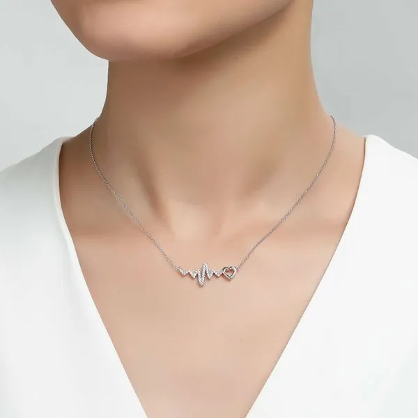Lafonn Simulated Diamond Heartbeat Necklace, .64ctw Image 2 SVS Fine Jewelry Oceanside, NY