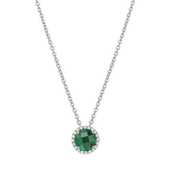 Lafonn Silver Birthstone Necklace - May - Emerald SVS Fine Jewelry Oceanside, NY