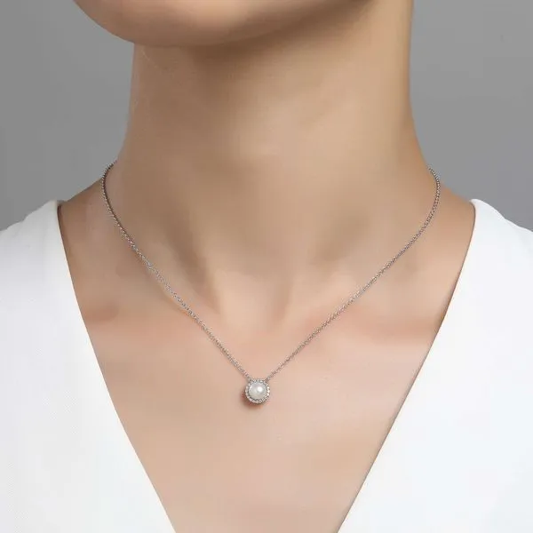 Lafonn Birthstone Necklace - June - Pearl Image 2 SVS Fine Jewelry Oceanside, NY