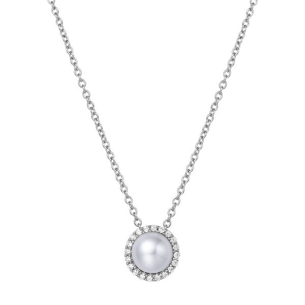 Lafonn Silver Birthstone Necklace - June - Pearl SVS Fine Jewelry Oceanside, NY