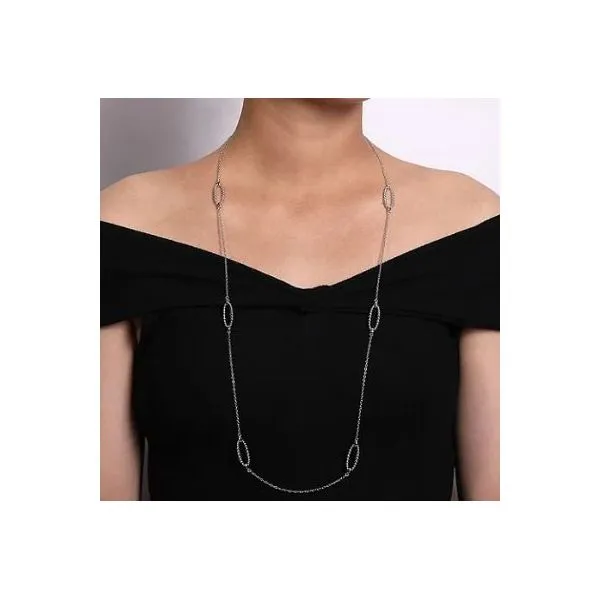 Gabriel & Co. Bujukan Sterling Silver Station Necklace Image 2 SVS Fine Jewelry Oceanside, NY