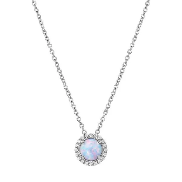 Lafonn Silver Birthstone Necklace - October - Opal SVS Fine Jewelry Oceanside, NY