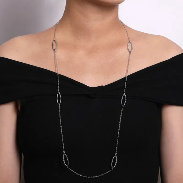 Gabriel & Co. Bujukan Sterling Silver Station Necklace Image 3 SVS Fine Jewelry Oceanside, NY