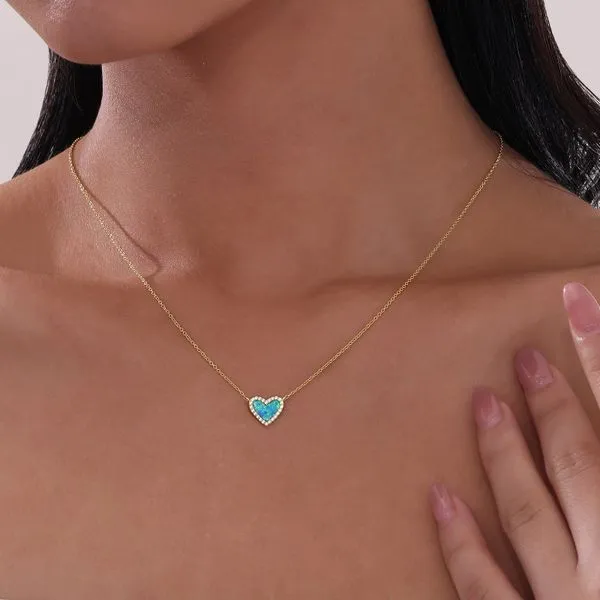 Lafonn Simulated Opal Heart Necklace Image 2 SVS Fine Jewelry Oceanside, NY