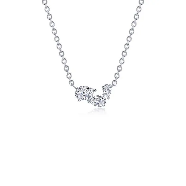 Lafonn Simulated Diamond Pear Shaped Three-Stone Necklace, 1.61ctw SVS Fine Jewelry Oceanside, NY