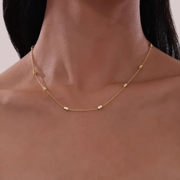 Lafonn Yellow Gold Plated Simulated Diamond Bezel Station Necklace, .60ctw Image 2 SVS Fine Jewelry Oceanside, NY