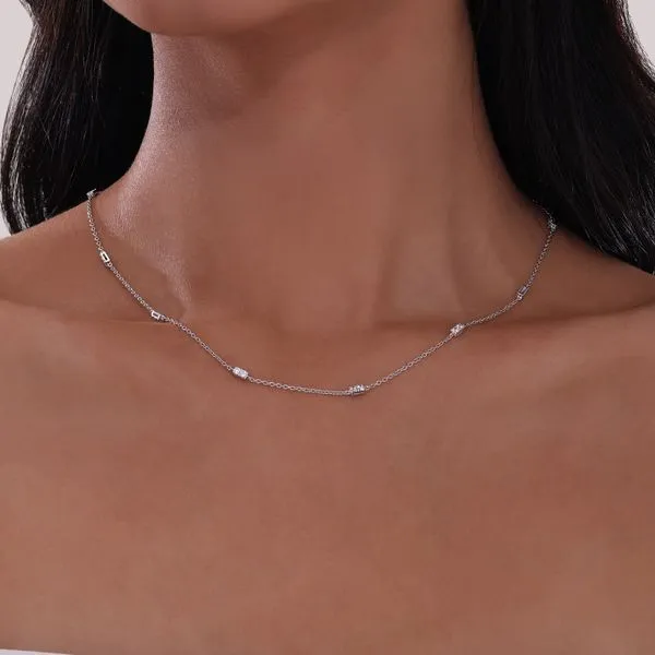 Lafonn Simulated Diamomd Bezel Station Necklace, .60ctw Image 2 SVS Fine Jewelry Oceanside, NY