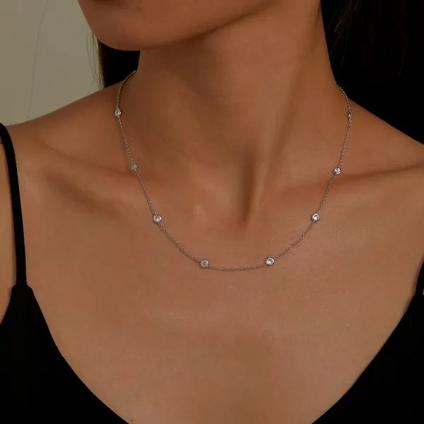 Lafonn Simulated Diamond Classic Bezele Station Necklace,...