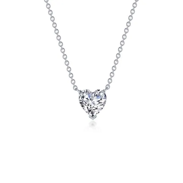 Lafonn Silver Heart Solitaire Necklace, 20