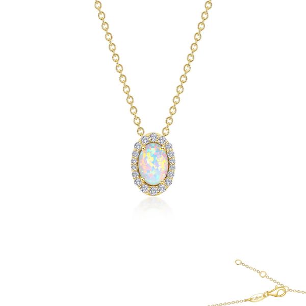 Lafonn Vintage Inspired Simulated Opal Oval Halo Necklace SVS Fine Jewelry Oceanside, NY