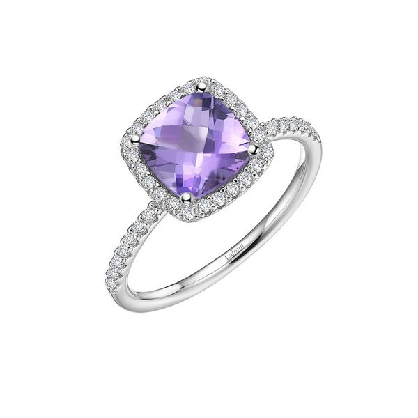 Lafonn Silver Aria Amethyst Cushion Halo Ring SVS Fine Jewelry Oceanside, NY