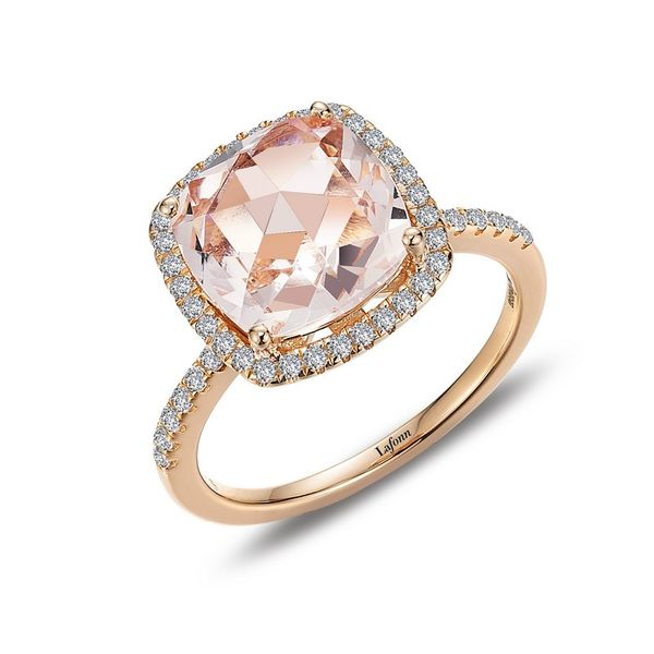 Lafonn Rose Gold Plated Sterling Silver Morganite Square Halo Ring. Size 7 SVS Fine Jewelry Oceanside, NY