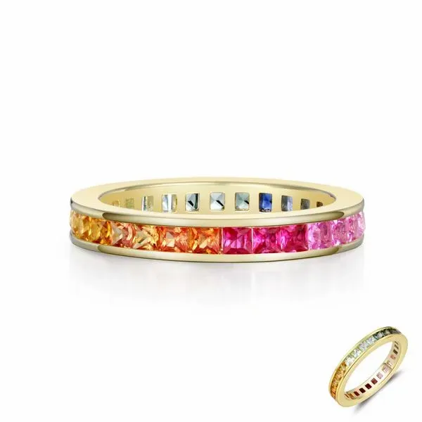 Lafonn Rainbow Sapphire Eternity Band, 3.00ctw SVS Fine Jewelry Oceanside, NY