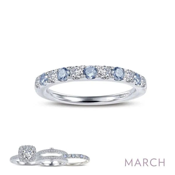 Lafonn Birthstone Stackable Ring- March - Aquamarine SVS Fine Jewelry Oceanside, NY