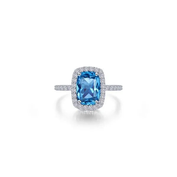 Lafonn Simulated Diamond and Blue Topaz Cushion-Cut Ring