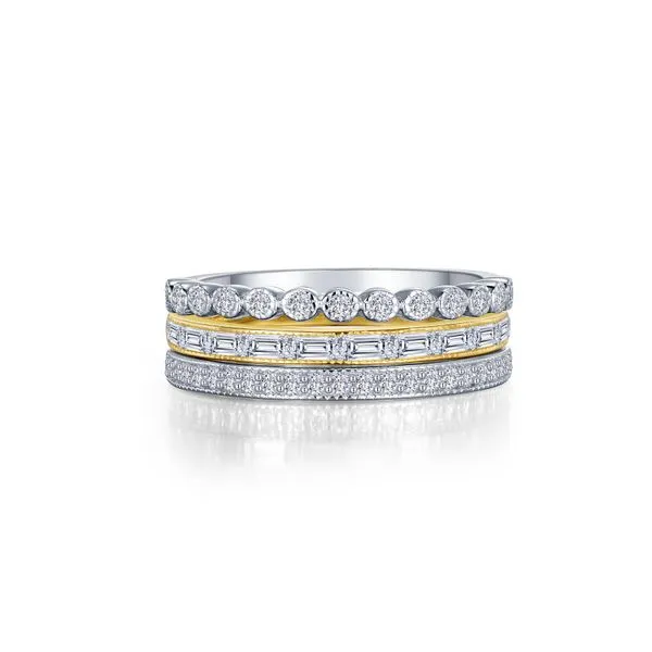 Lafonn Yellow Gold Plated Simualted Diamond Stackable Rin...