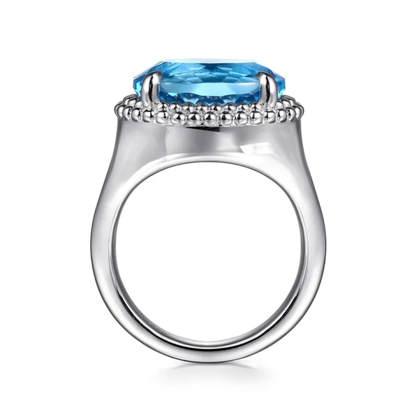 Gabriel & Co. Sterling Silver Bujukan Blue Topaz Signet Ring Image 2 SVS Fine Jewelry Oceanside, NY