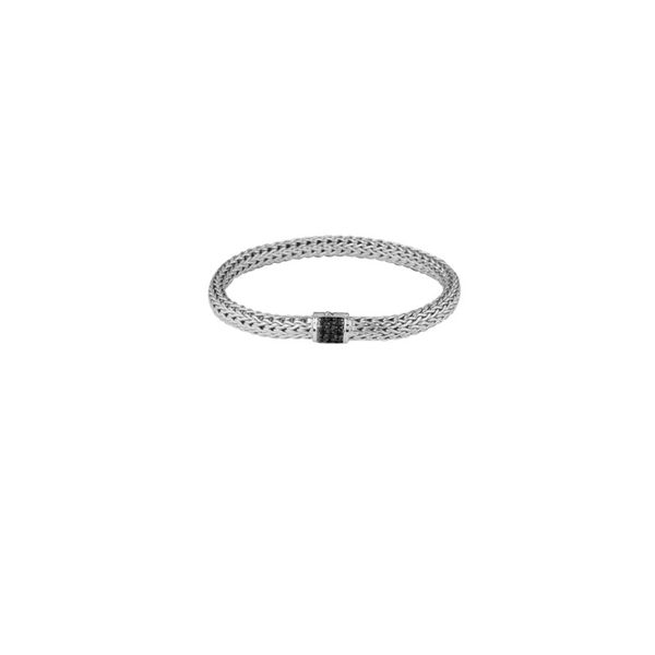 John Hardy Women's Classic Chain Collection Silver Lava Small Bracelet with Black Sapphires, Size Small (fits approx. a 5.5-6.0  SVS Fine Jewelry Oceanside, NY