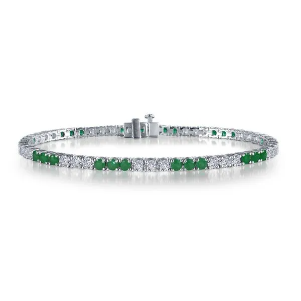 Lafonn Simulated Diamond and Alternating Emerald Tennis Bracelet, 6.00ctw SVS Fine Jewelry Oceanside, NY
