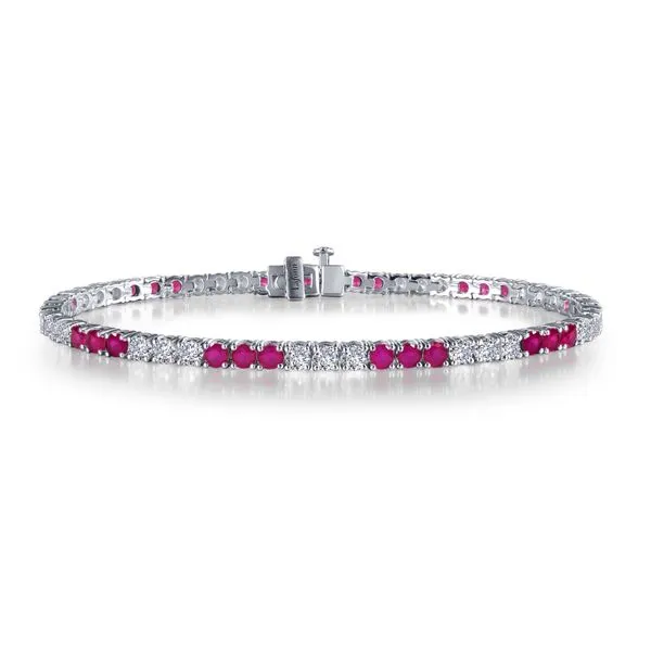 Lafonn Simulated Diamond and Alternating Ruby Tennis Brac...