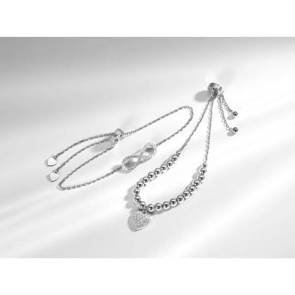 Dangle Pave Heart Bolo Bracelet Image 3 SVS Fine Jewelry Oceanside, NY