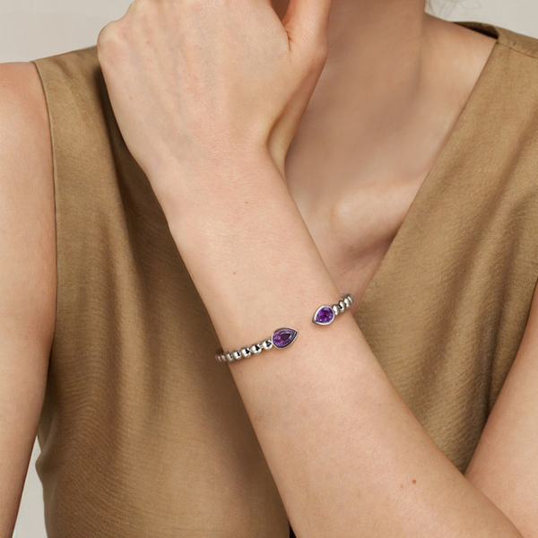 Gabriel & Co. Bujukan Sterling Silver And Amethyst Bangle Image 4 SVS Fine Jewelry Oceanside, NY