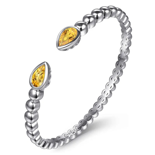 Gabriel & Co. Sterling Silver Bujukan and Pear Shape Citrine Split Bangle Bracelet Image 2 SVS Fine Jewelry Oceanside, NY