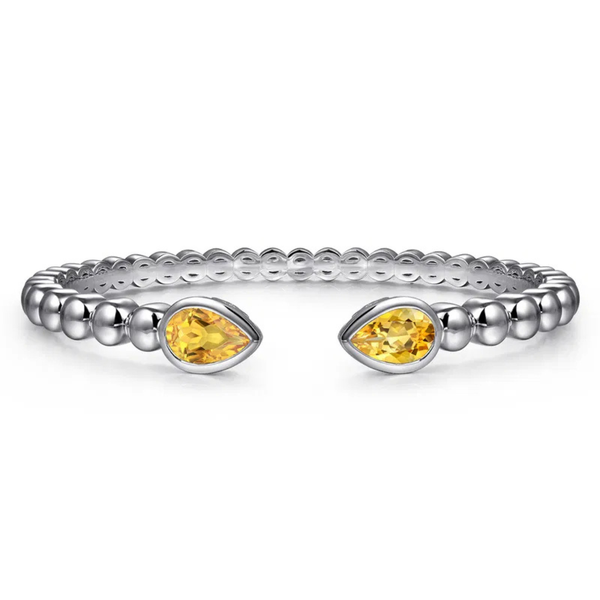 Gabriel & Co. Sterling Silver Bujukan and Pear Shape Citrine Split Bangle Bracelet SVS Fine Jewelry Oceanside, NY