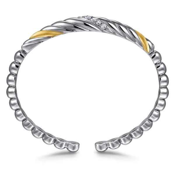 Gabriel & Co. Bujukan Gold, Silver, & White Sapphire Bangle Image 3 SVS Fine Jewelry Oceanside, NY
