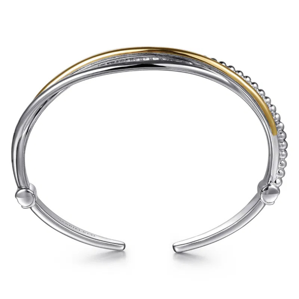 Gabriel & Co. Sterling Silver and 14K Yellow Gold Bujukan Twisted Bangle Bracelet Image 3 SVS Fine Jewelry Oceanside, NY